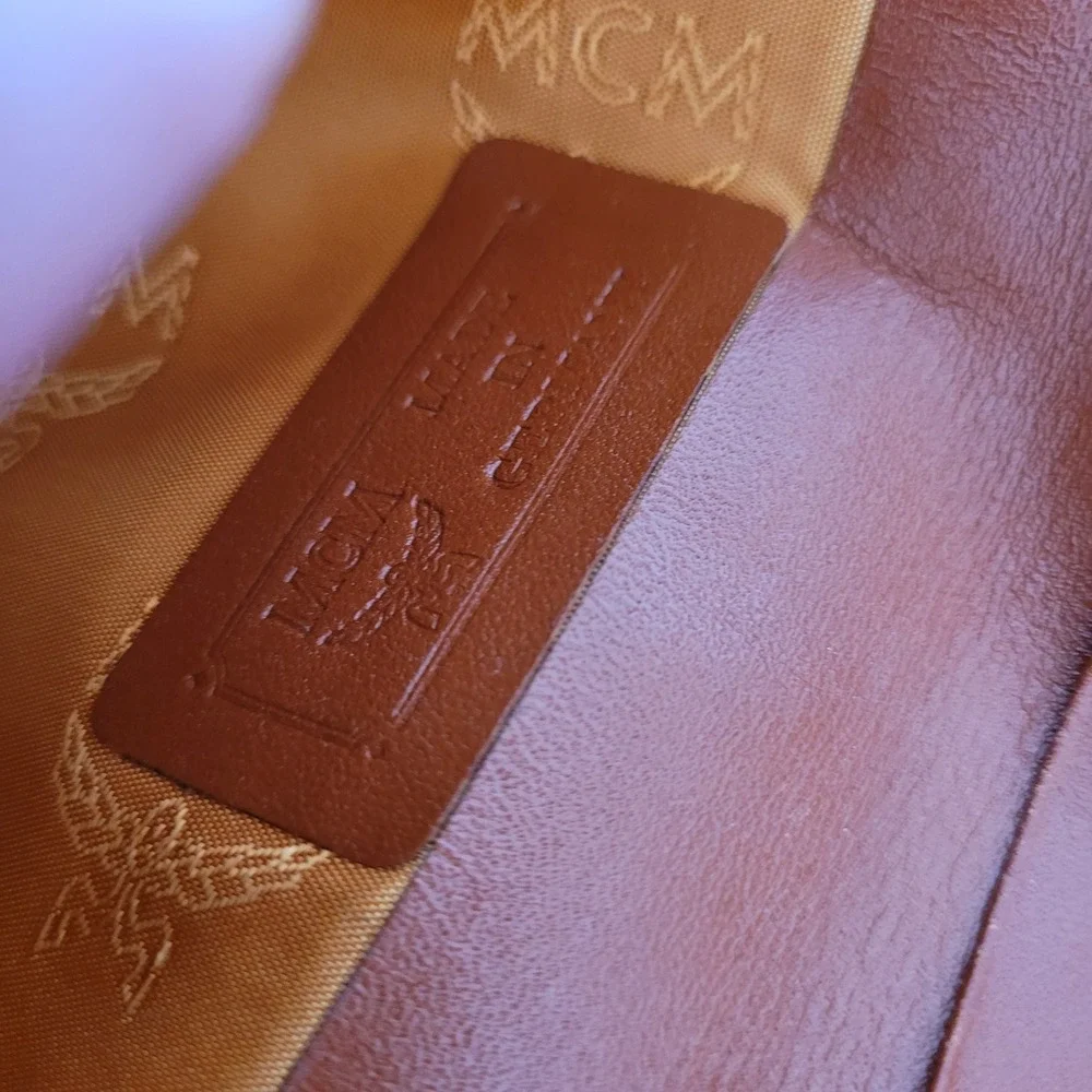 MCM Visetos Monogram Cognac Leather Long Bifold Wallet Michael Cromer Handmade